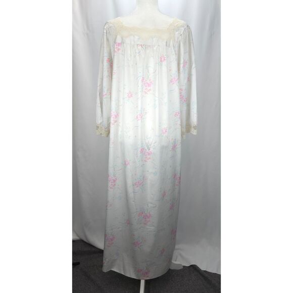 Vintage Silky Feel Nylon & Lace Floral Givenchy Intimite Paris Long Nightgown MD - Picture 2 of 10